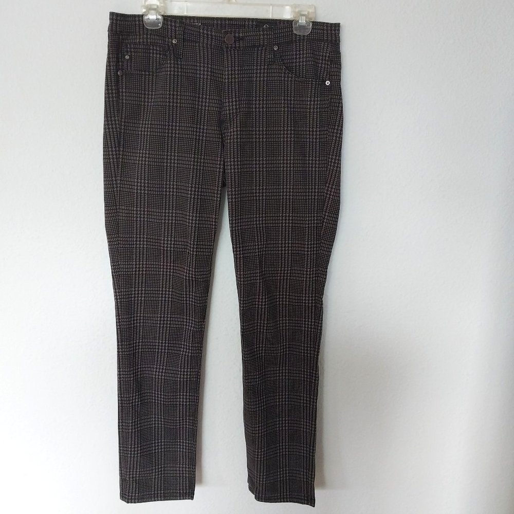 AG Adriano Goldschmied Black & Gray Houndstooth Prima Cigarette Ankle Ponte Pant